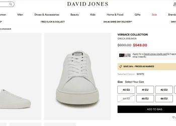 David Jones: VERSACE COLLECTION Greca Sneaker – Was $880.00, now $549.00